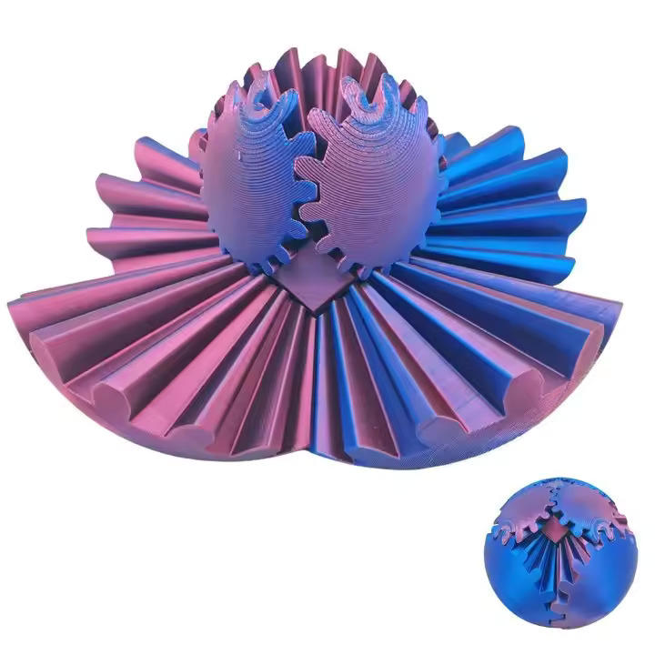 Jucarie interactiva fidget gear sphere, bila antistres pentru adulti si copii - albastru/roz 6 cm 20061