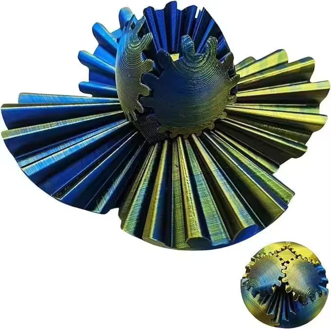 Jucarie interactiva fidget gear sphere, bila antistres pentru adulti si copii - albastru/auriu 6 cm - 20064